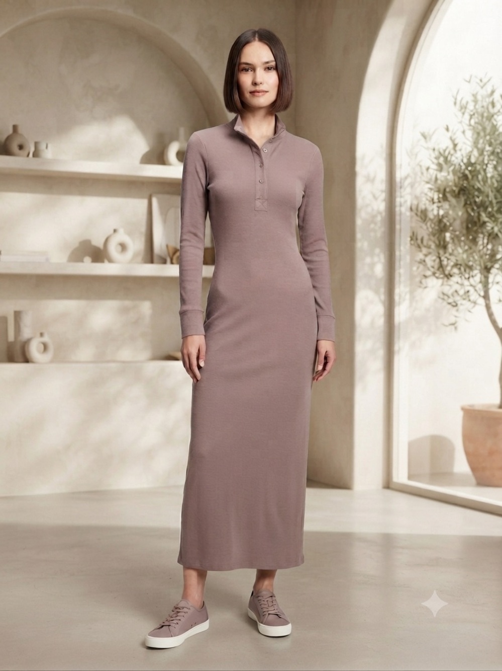 Young Fabulous & Broke Long Sleeve Polo Ribbed  Dress - Picture 4 of 7